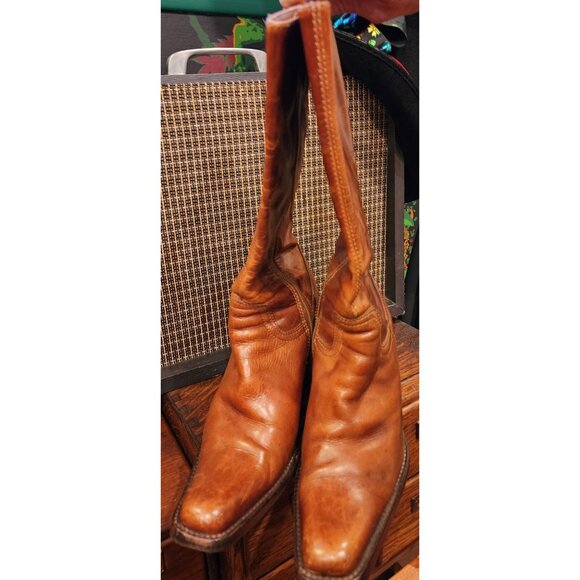 Vintage Steve Madden Brown Leather Heeled Mid-Calf Boots Size 8.5 B - Picture 3 of 14